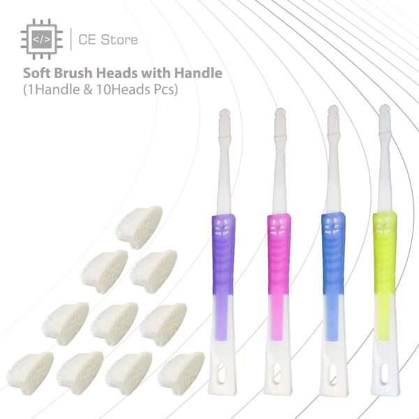 Soft Brush Heads with Handle (1Handle & 10Heads Pcs)