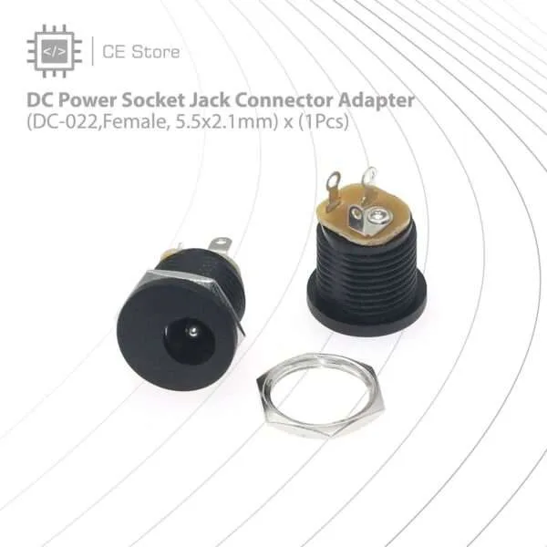 DC Power Socket Jack Connector Adapter(DC-022,Female, 5.5x2.1mm)