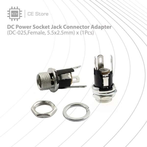 DC Power Socket Jack Connector Adapter(DC-025,Female, 5.5x2.5mm)