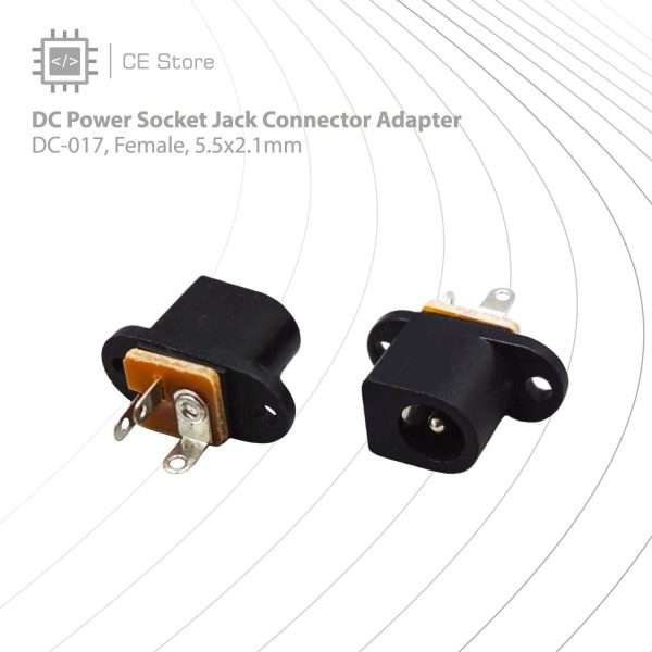 DC Power Socket Jack Connector Adapter (DC-017, Female, 5.5x2.1mm)