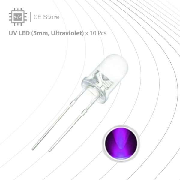 UV LED (5mm, Ultraviolet) x 10 Pcs