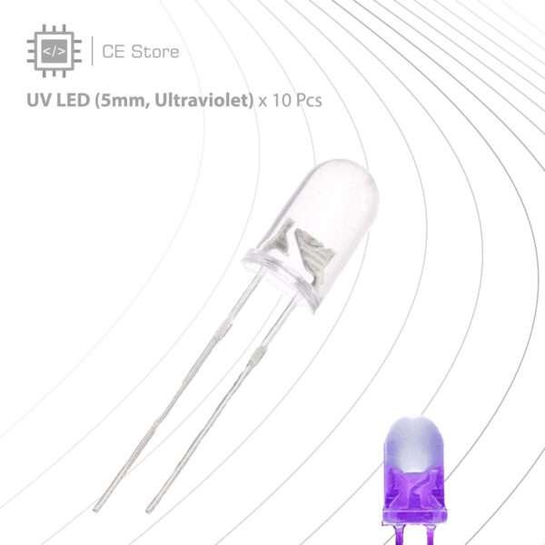 UV LED (5mm, Ultraviolet) x 10 Pcs - Image 2