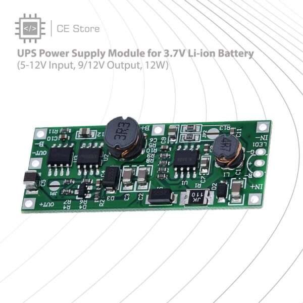 UPS Power Supply Module for 3.7V Li-ion Battery (5-12V Input, 9/12V Output, 12W) - Image 2