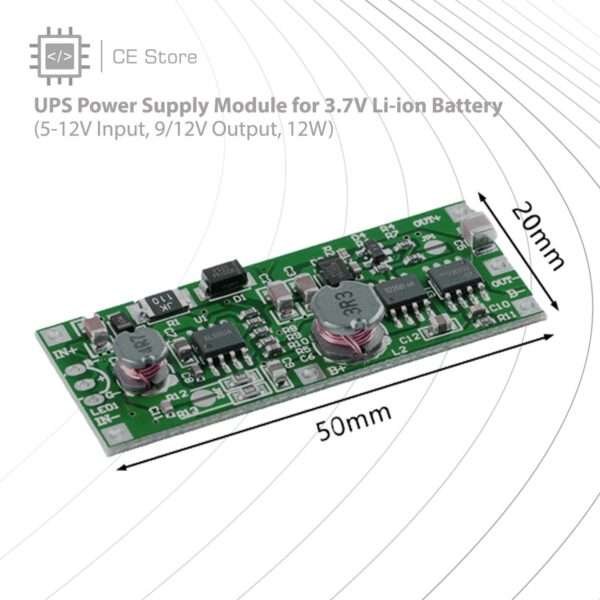 UPS Power Supply Module for 3.7V Li-ion Battery (5-12V Input, 9/12V Output, 12W) - Image 3