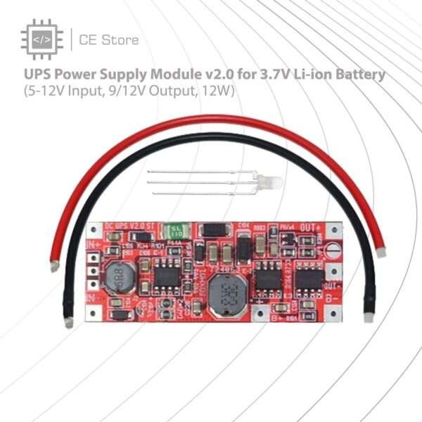 UPS Power Supply Module v2.0 for 3.7V Li-ion Battery (5-12V Input, 9/12V Output, 12W)